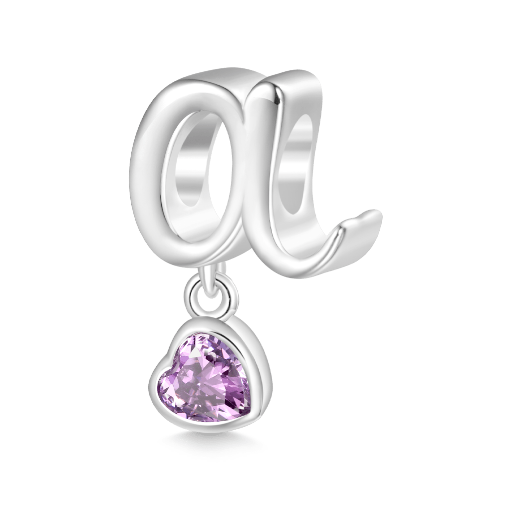 Gnoce Personalized Lowercase Letter Heart Birthstone Charm_1