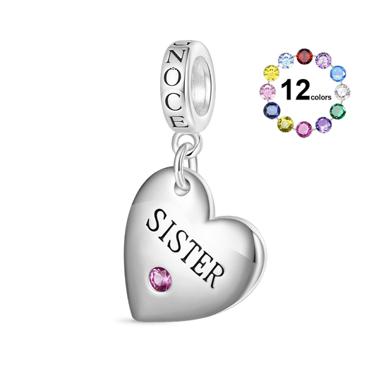 Gnoce SISTER Heart Birthstone Pendant Dangle Charm_1