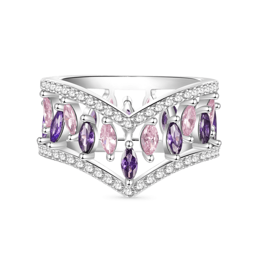 Gnoce Fancy Multi-Stone V-Shaped Cross-over Stackable Rings_1