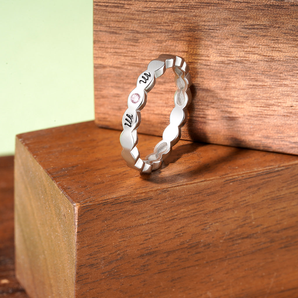 Gnoce Mom Heart Birthstone Teardrop Eternity Band Ring_4