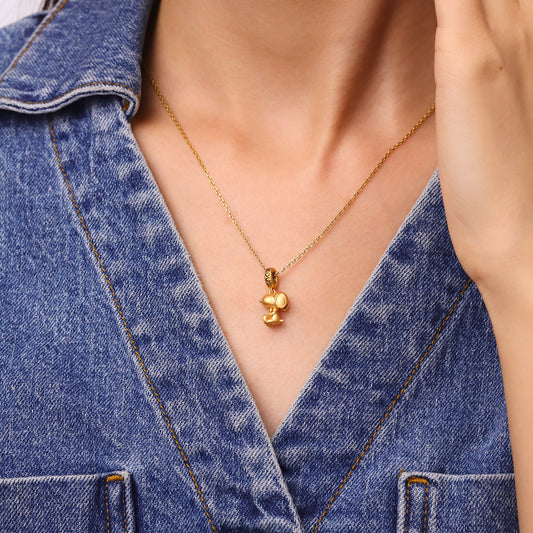Gnoce 18k Gold Peanuts Snoopy Hugging Woodstock Pendant Dangle Charm_5