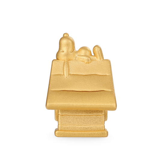 Gnoce 18k Gold Peanuts Snoopy Doghouse Stopper Charm_1