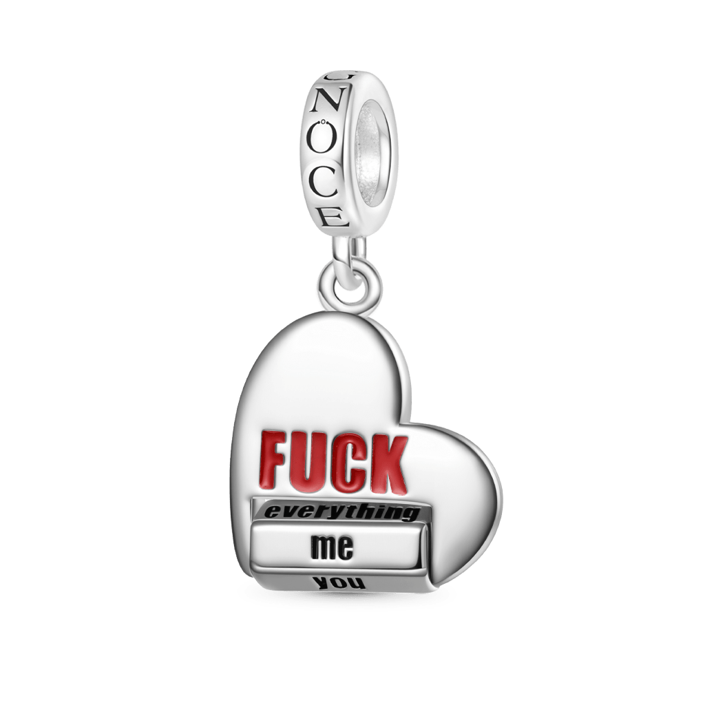 Gnoce Heart Rotating 'FUCK' World Pendant Dangle Charm_2