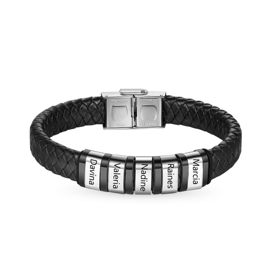 Gnoce Mens Braided Leather Bracelet with Magnetic Clasp_1