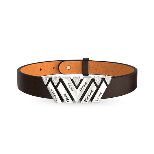 Gnoce Black Punk DIY Leather Personalized Bracelet with 2-6 Clasp_1