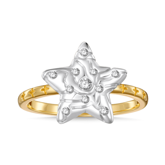 Gnoce 18k Gold-Plated Micro-inlay Rhinestone Pentagram Ring_1