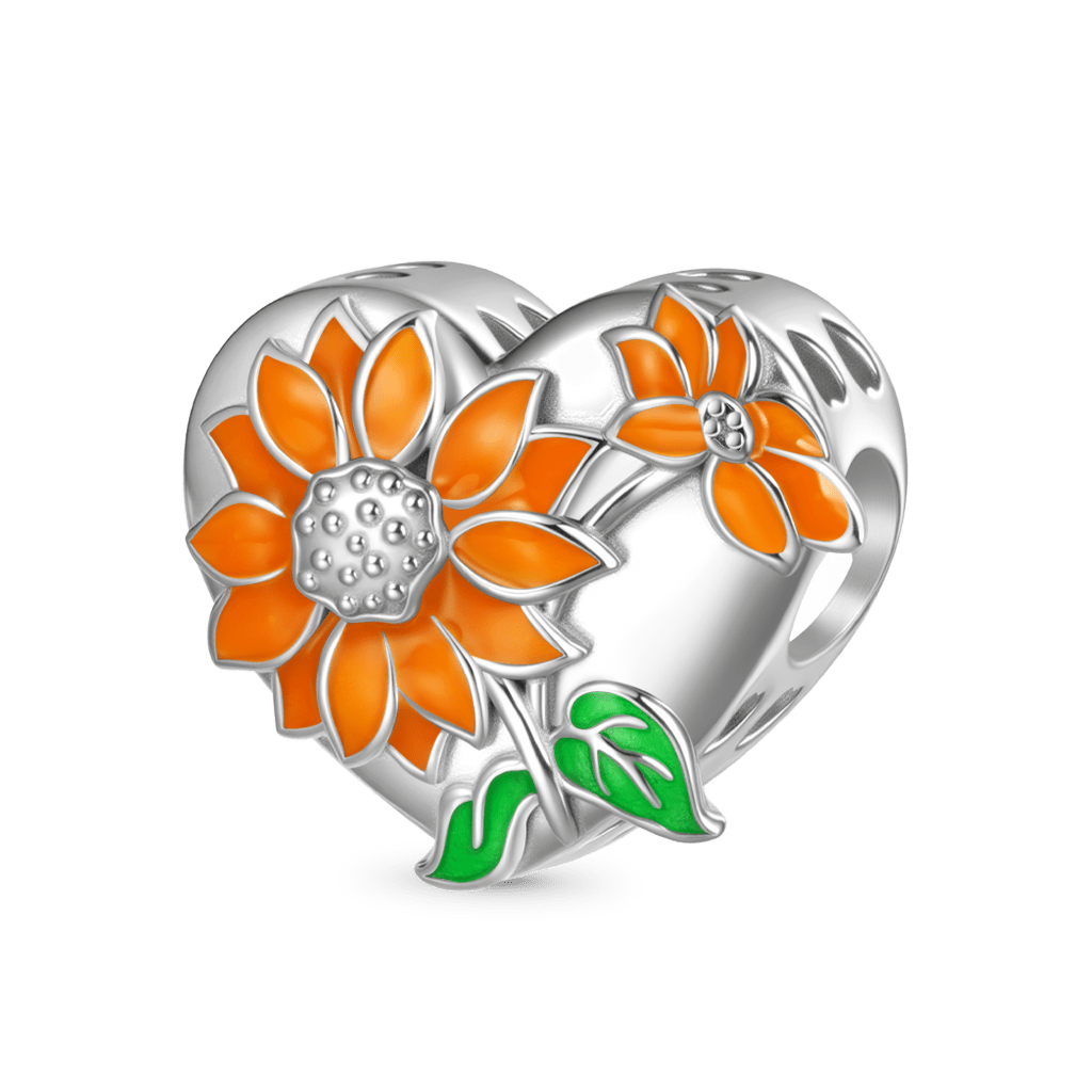 Gnoce Color-changing Sunflower Heart Engravable Charm_2