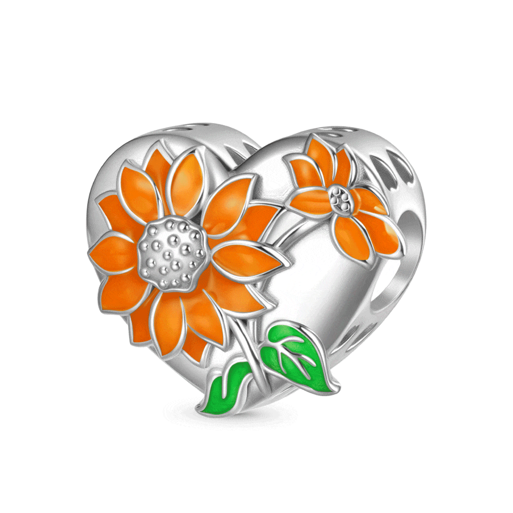 Gnoce Color-changing Sunflower Heart Engravable Charm_1