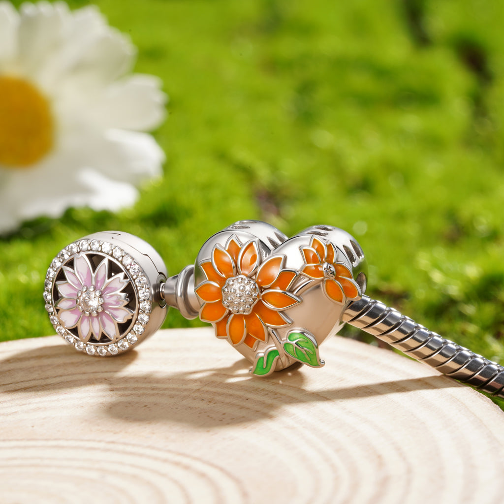 Gnoce Color-changing Sunflower Heart Engravable Charm_4