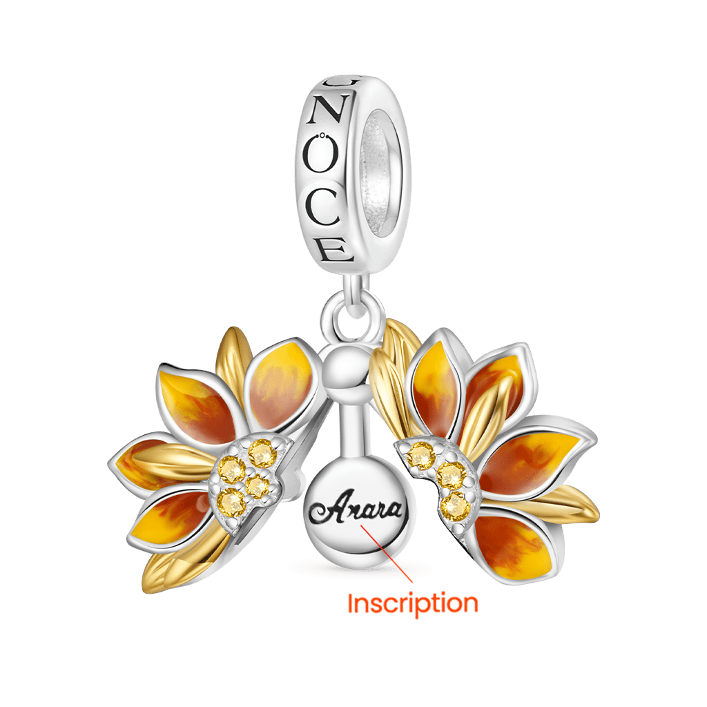 Gnoce Double-Layer Openable Sunflower Engravable Pendant Dangle Charm_3