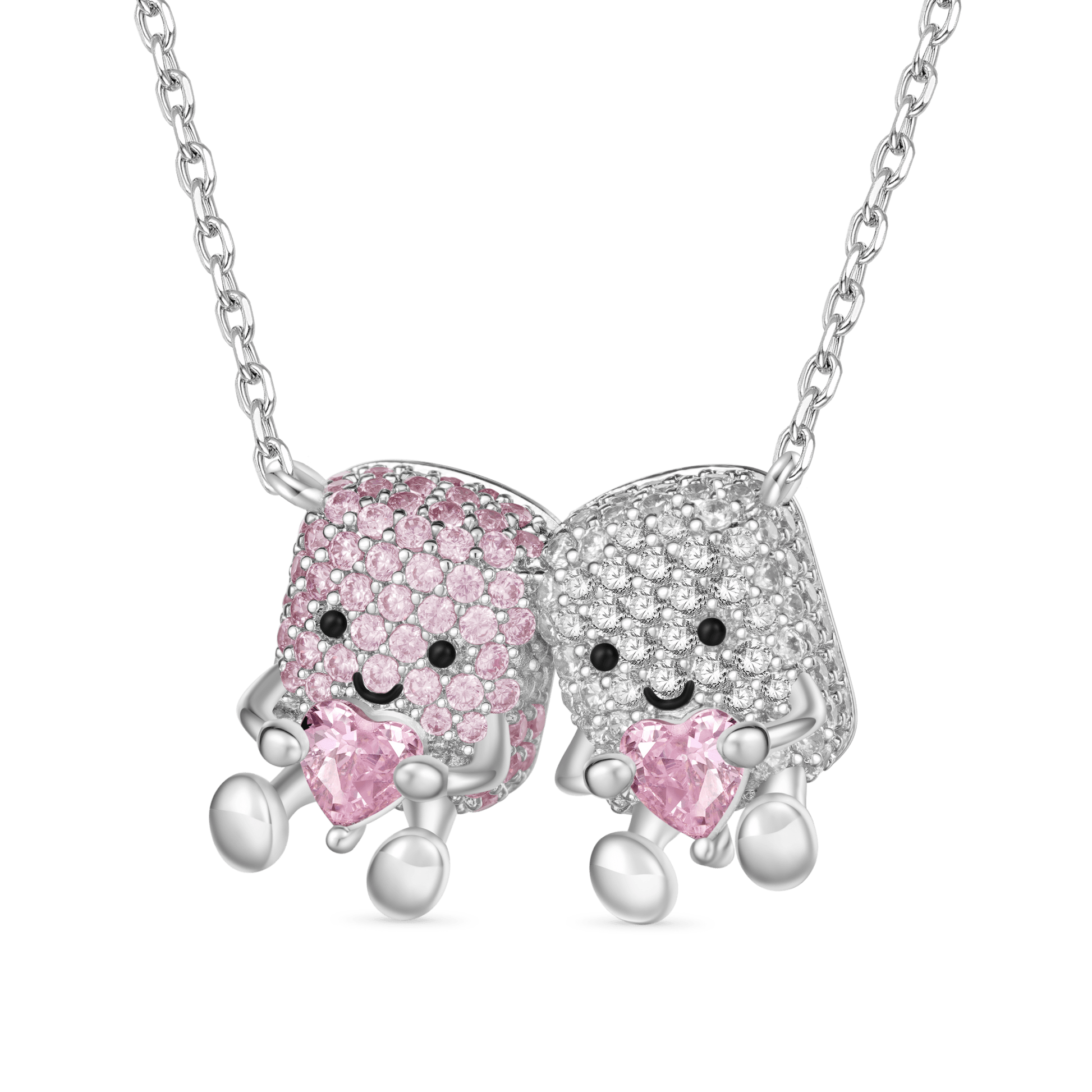 Gnoce Pair of Marshmallows Diamonds Necklace_1