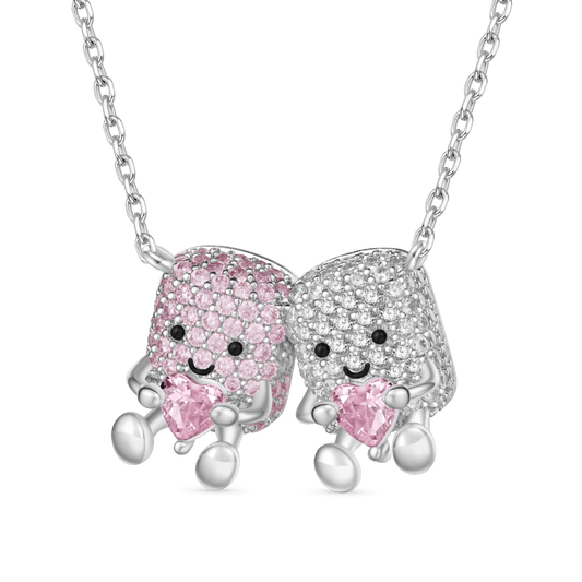 Gnoce Pair of Marshmallows Diamonds Necklace_1