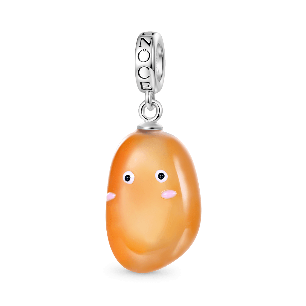 Gnoce Natural Orange Color Rain Flower Stone Pendant Dangle Charm_1