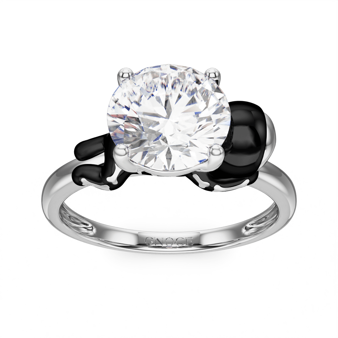 Gnoce Skeleton Gingerbread Man Embraces Moissanite Round Cut Ring_2