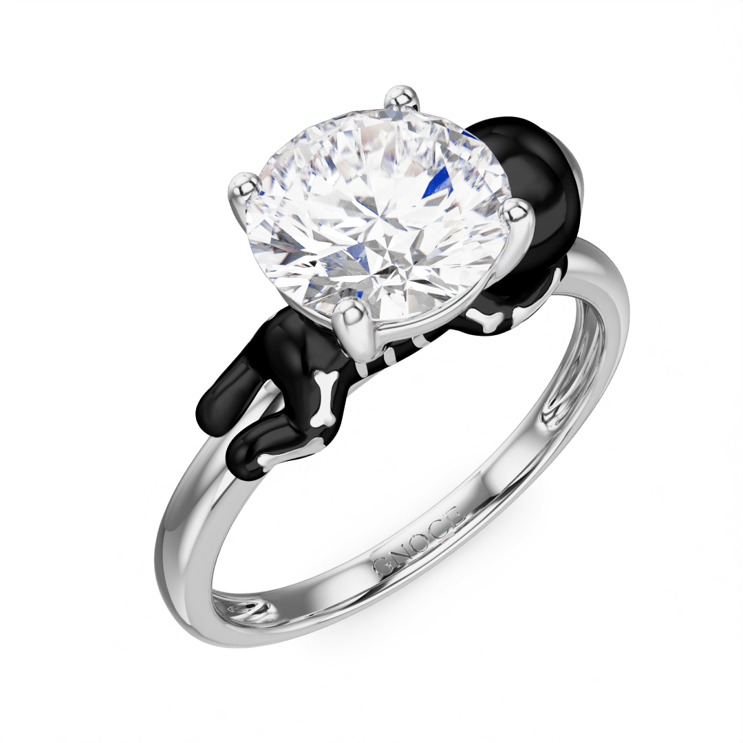 Gnoce Skeleton Gingerbread Man Embraces Moissanite Round Cut Ring_3