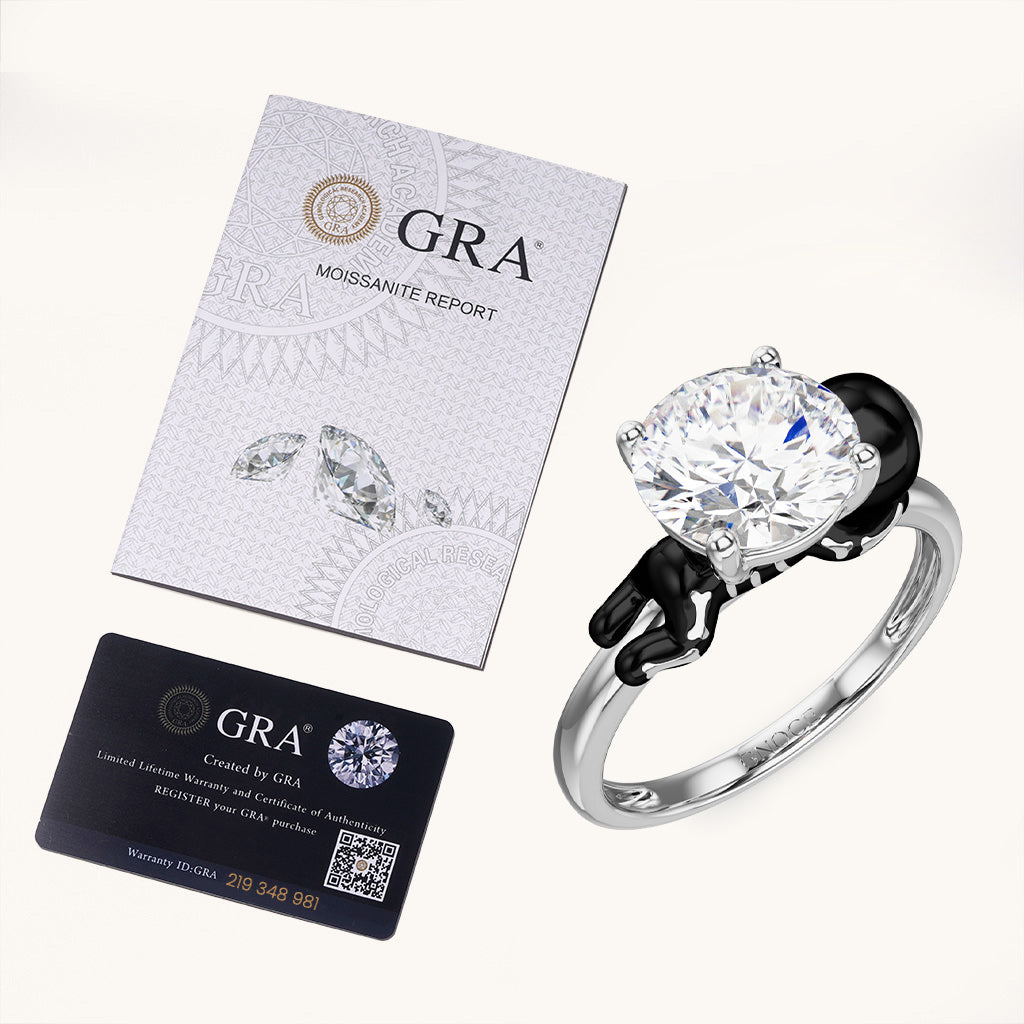 Gnoce Skeleton Gingerbread Man Embraces Moissanite Round Cut Ring_6