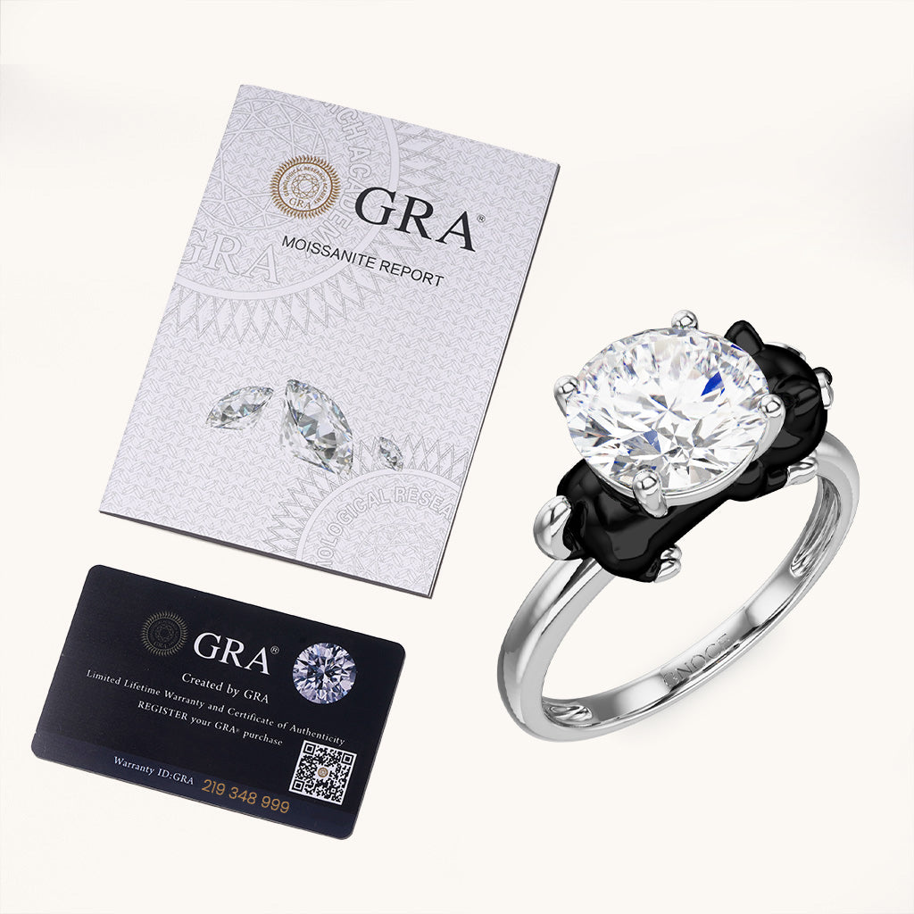 Gnoce Buttered Cat Embraces Moissanite Round Cut Ring_6