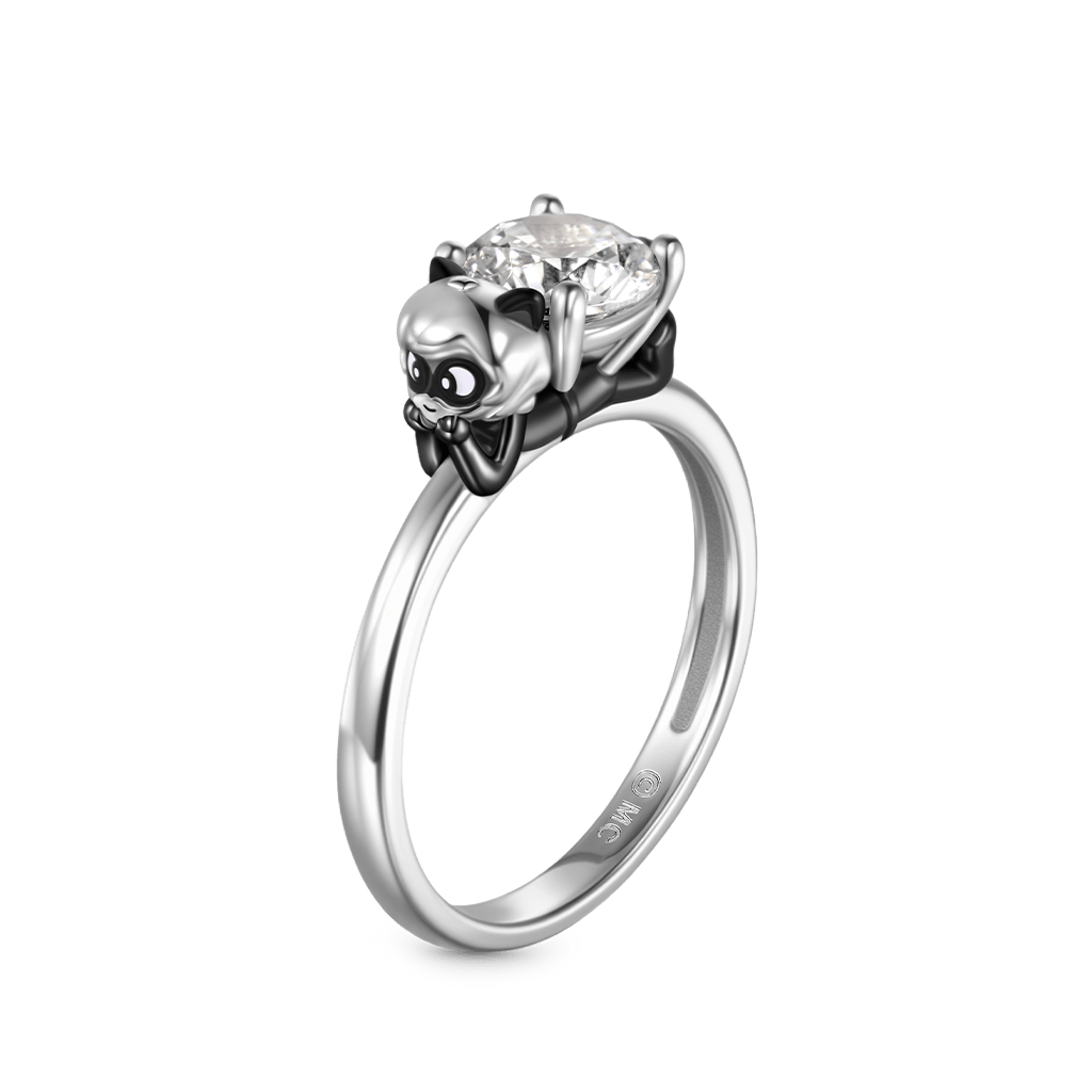 Gnoce Zag Heroez Miraculous - Cat Noir White Moissanite Ring_1