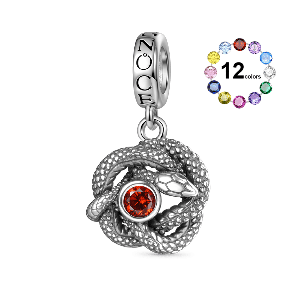 Gnoce Retro Snake Birthstone Pendant Dangle Charm_1