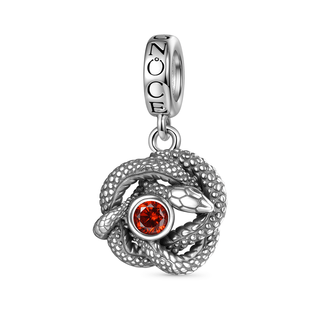 Gnoce Retro Snake Birthstone Pendant Dangle Charm_2
