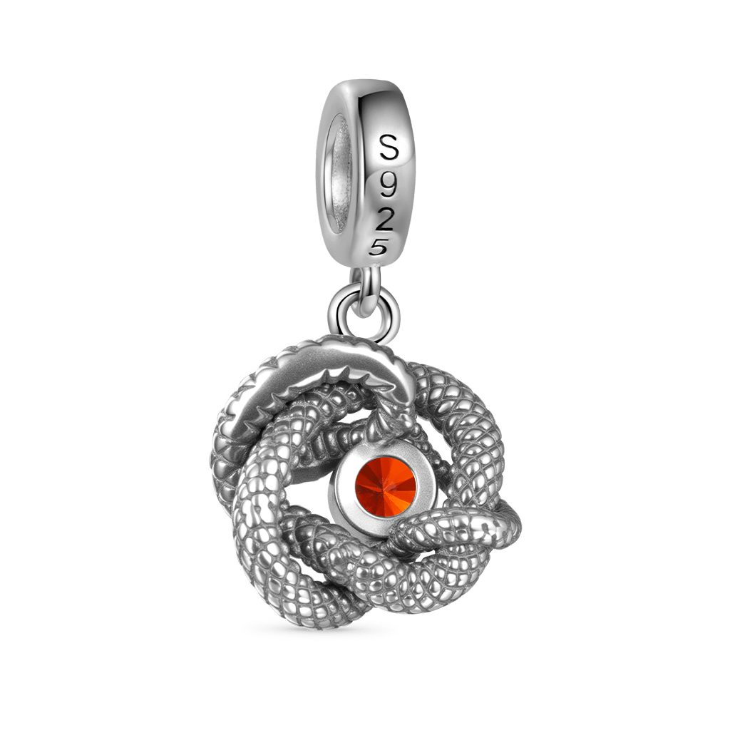 Gnoce Retro Snake Birthstone Pendant Dangle Charm_3