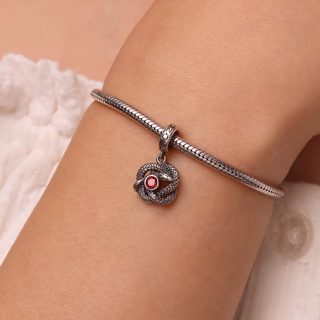 Gnoce Retro Snake Birthstone Pendant Dangle Charm_8