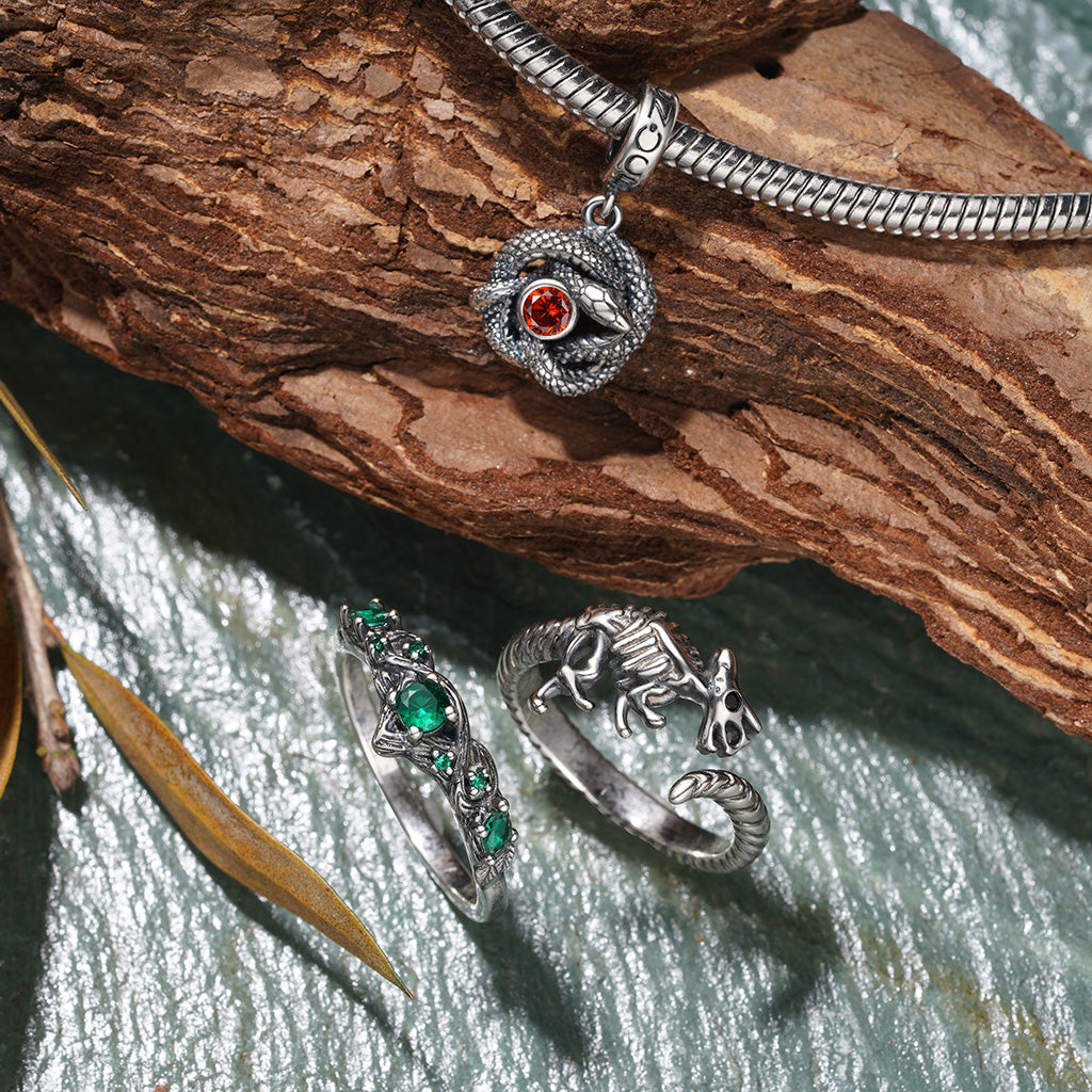 Gnoce Retro Snake Birthstone Pendant Dangle Charm_4