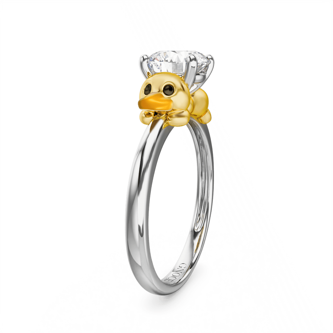 Gnoce Duck Embraces Moissanite Round Cut Ring_4