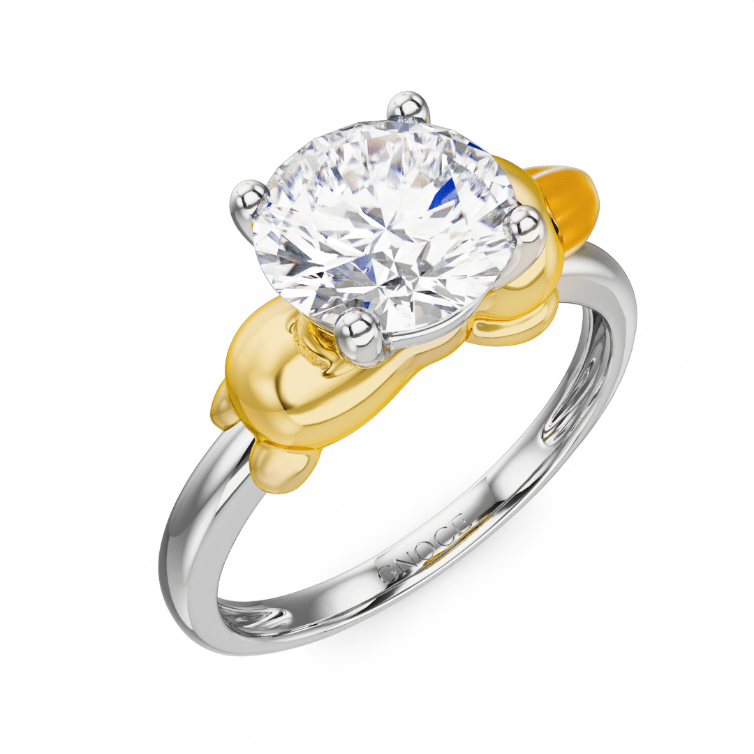 Gnoce Duck Embraces Moissanite Round Cut Ring_3