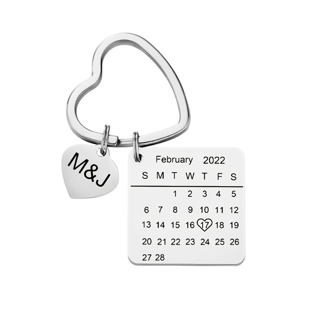Gnoce Custom Engraved Calendar Heart Keychain_2