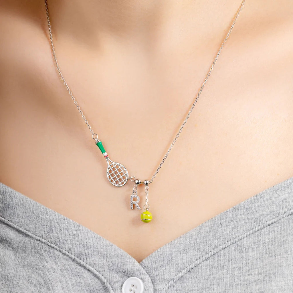 Gnoce Personalized Tennis Ball Racket Necklace_4