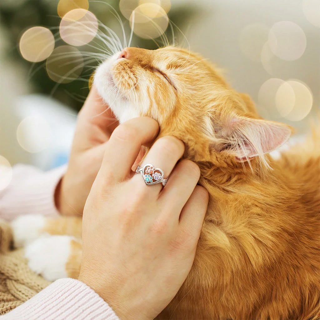 Gnoce Personalized 1-4 Paw Heart Birthstone Ring_5
