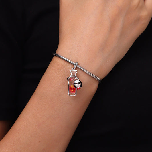 Gnoce Saw Billy the Puppet Glow-in-the-Dark Glass Potion Pendant Dangle Charm_8