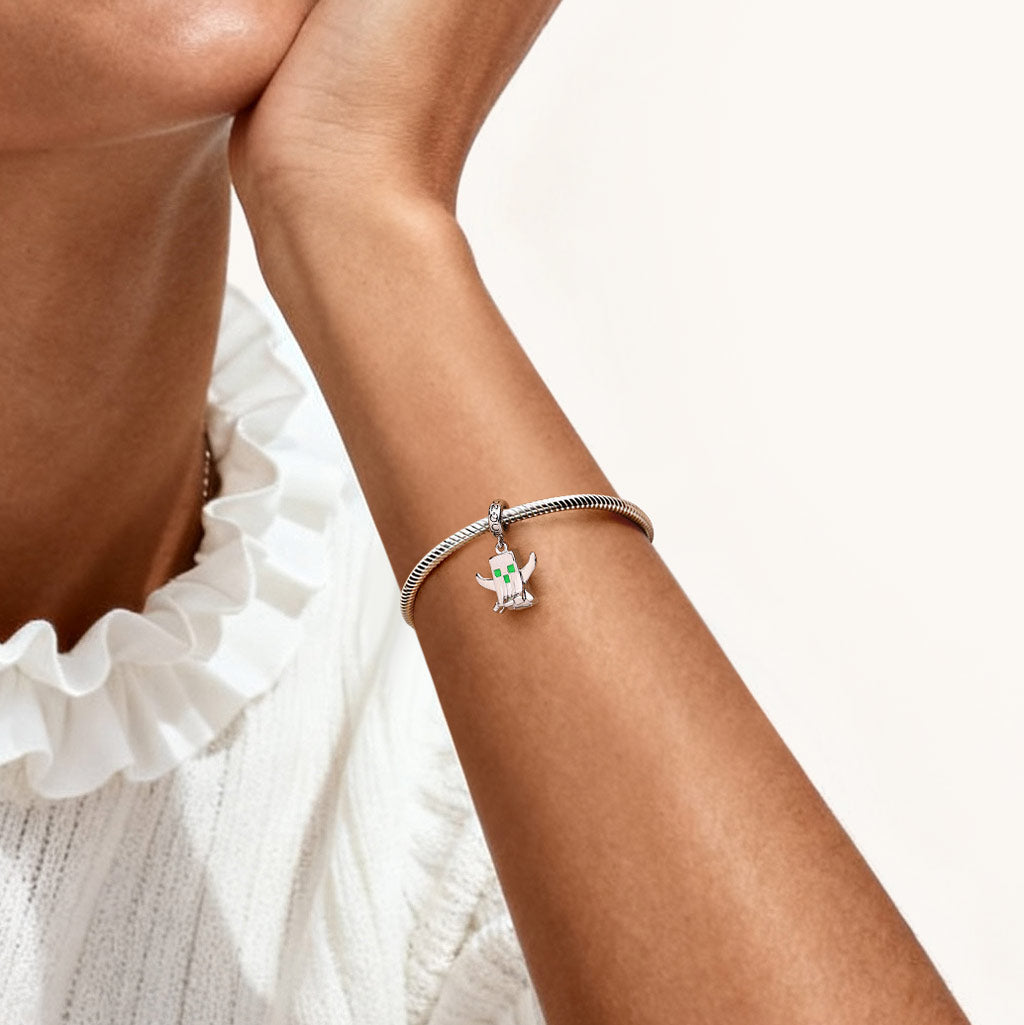 Gnoce Pixel Halloween Ghost Glow-in-the-Dark Pendant Dangle Charm_2