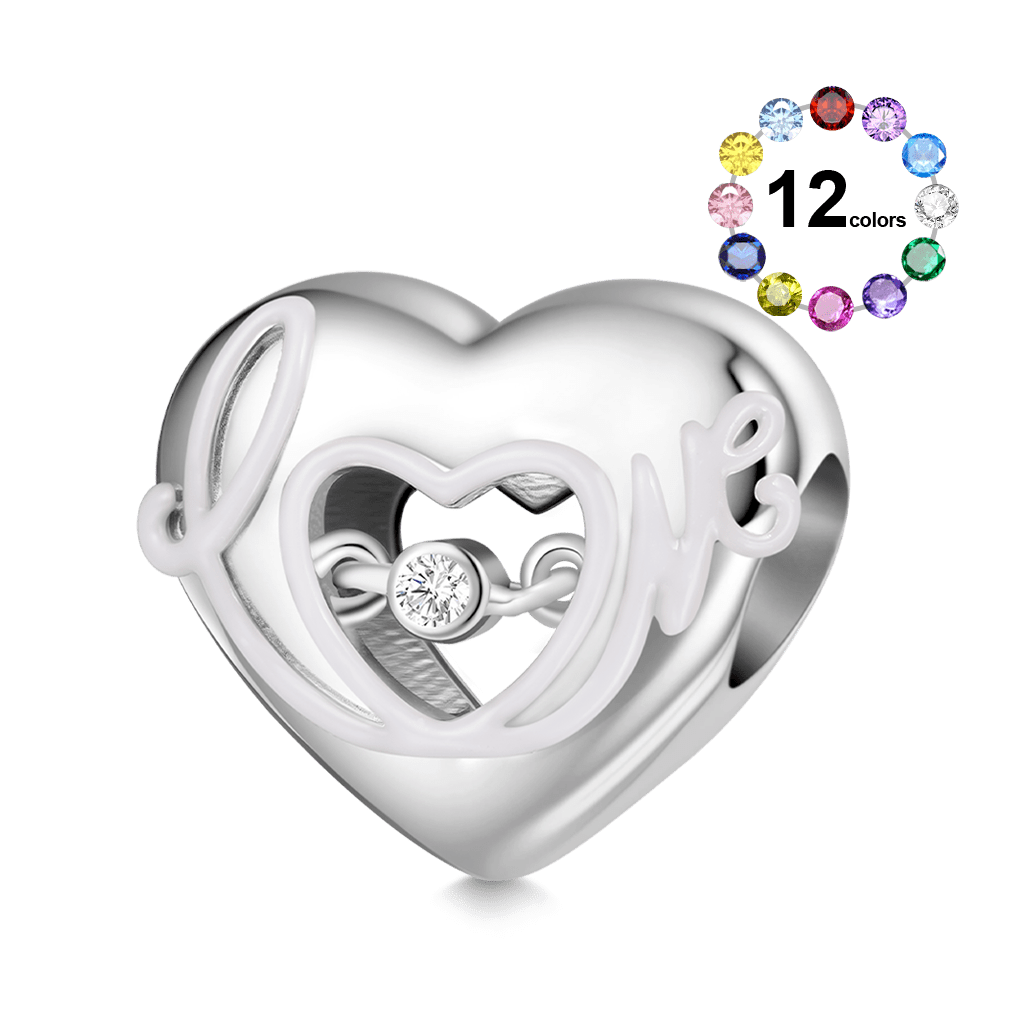 Gnoce Glow-in-the-Dark Beating Heart Personalized Birthstone Charm_2