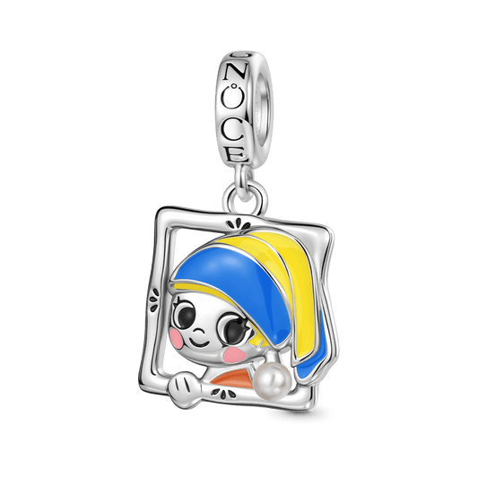 Gnoce Oil Painting Girl Pendant Dangle Charm_1