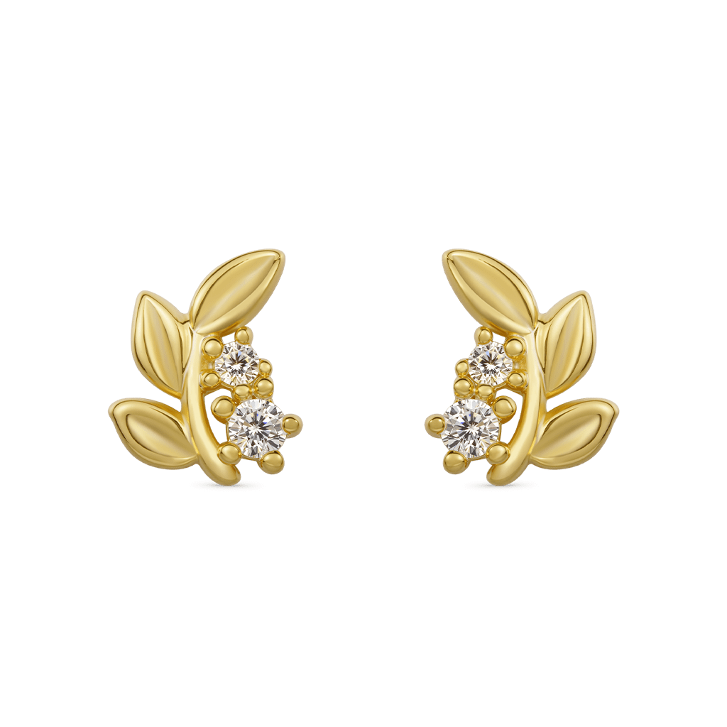 Gnoce 14K/10K Solid Gold Moissanite Leaf Stud Earrings_4