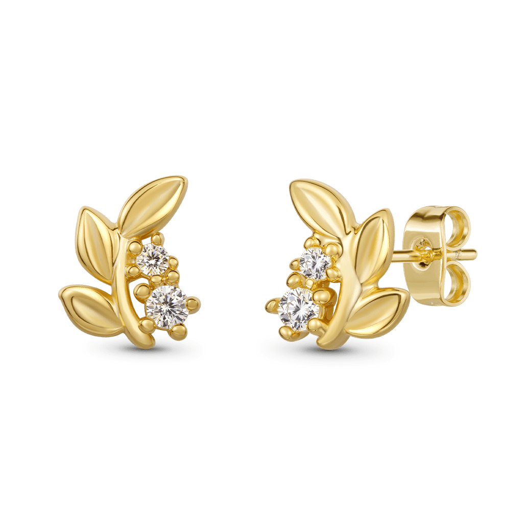 Gnoce 14K/10K Solid Gold Moissanite Leaf Stud Earrings_1