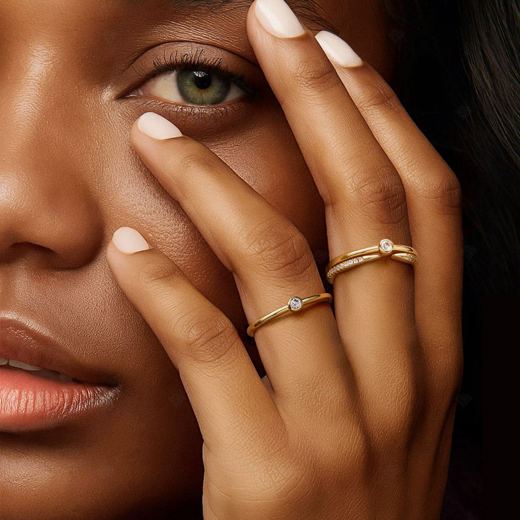 Gnoce 14K/10K Solid Gold Moissanite Minimalist Promise Ring_3