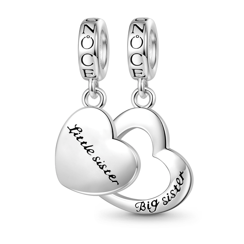 Gnoce Little sister&Big sister Heart Pendant Dangle Charm_1