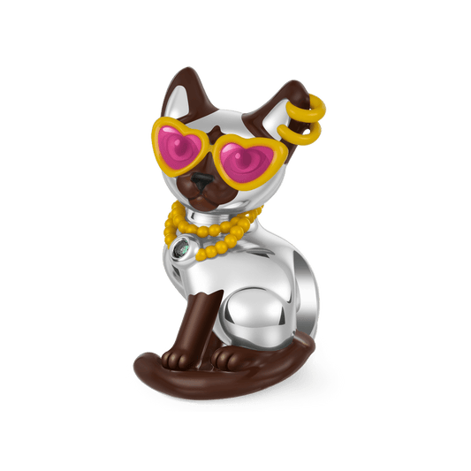 Gnoce Fashionable Siamese Cat Pendant Dangle Charm_1