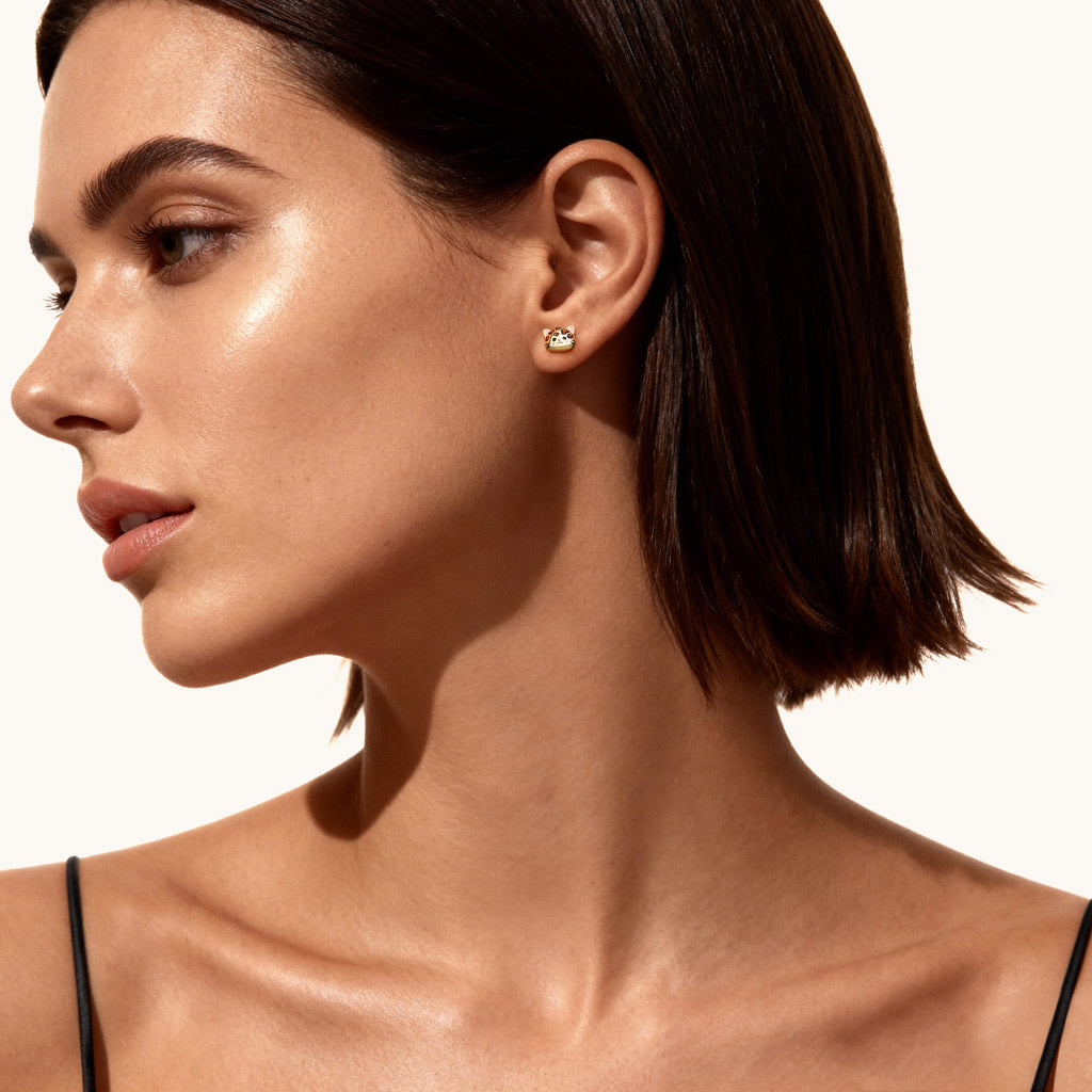 Gnoce Cute Cat Stud Earrings_3