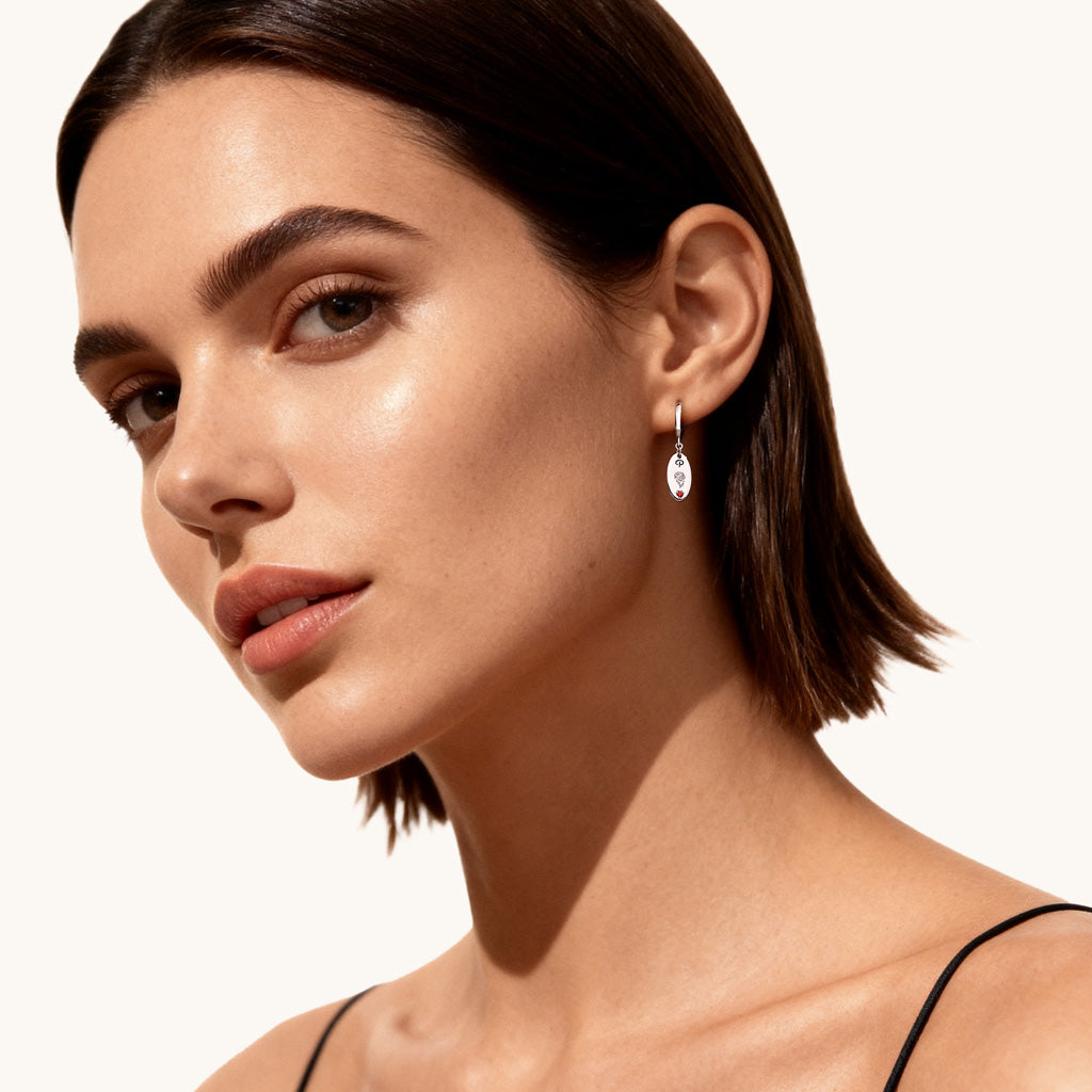 Gnoce Customized Letter Birthstone Flower Dangle Earrings_3