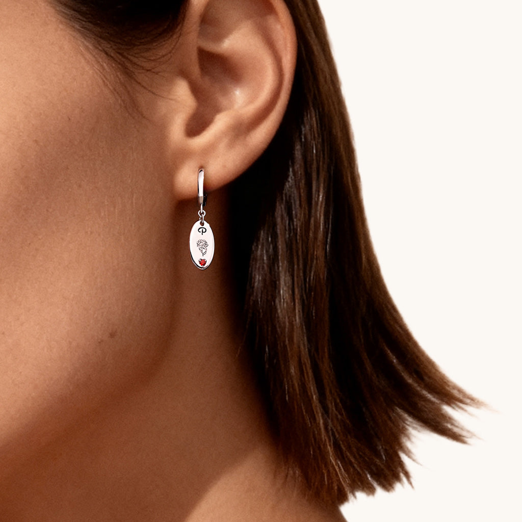 Gnoce Customized Letter Birthstone Flower Dangle Earrings_2