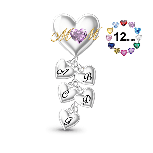 Gnoce Mother's Day Customized Birthday Stones and Initial Charm_1