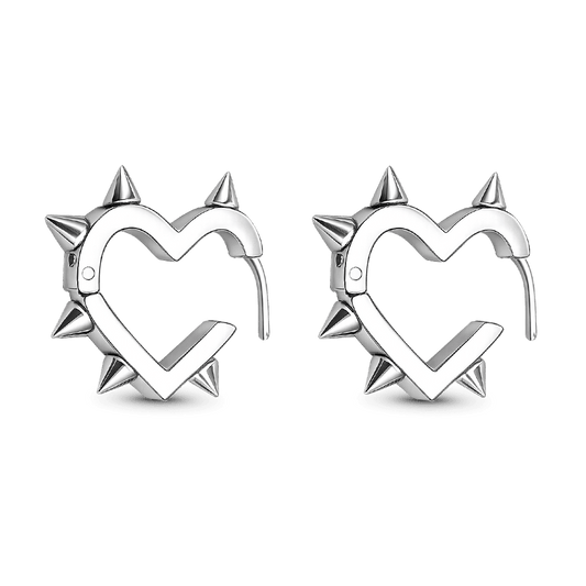 Gnoce Heart-shaped Rivet Hoop Earrings_1