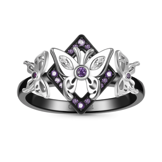 Gnoce Dark Triple Butterfly Rhombus Ring_1