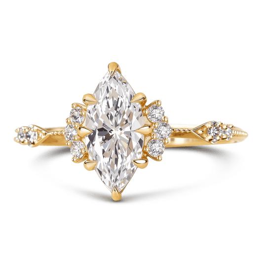 Gnoce Cluster Accent Marquise-Cut Moissanite Ring_1