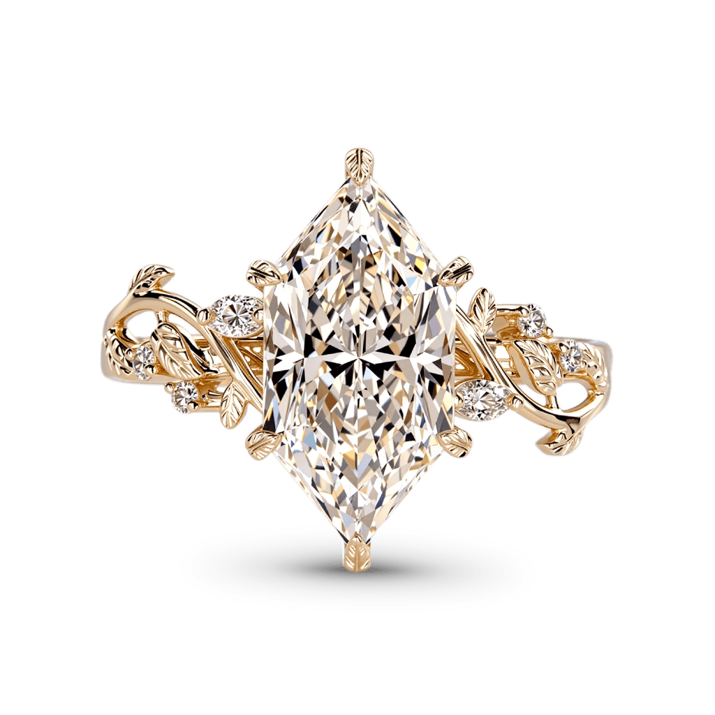 Gnoce Organic Vine Marquise-Cut Moissanite Engagement Ring_1