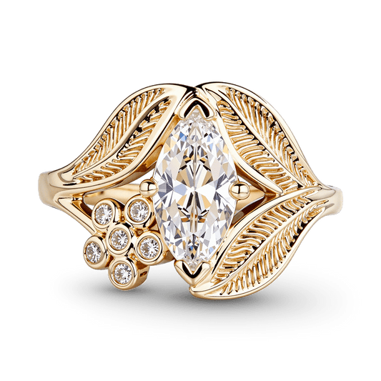 Gnoce Nature-Inspired Leaf & Floral  Marquise-Cut Engagement Ring_1